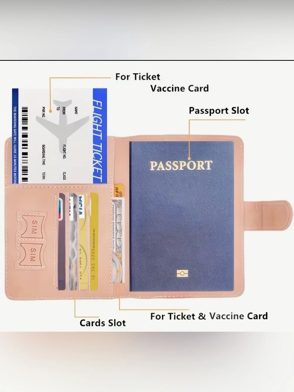 Passport Travel Wallet w/RFID Theft Blocking Passport Case/Wallet Pink or Gray